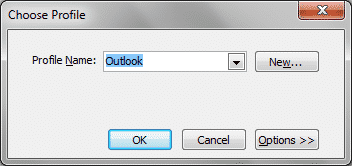 Outlook Password Recovery asks to select the Outlook Profile