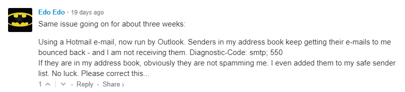Outlook 365 and Hotmal bounced back messages