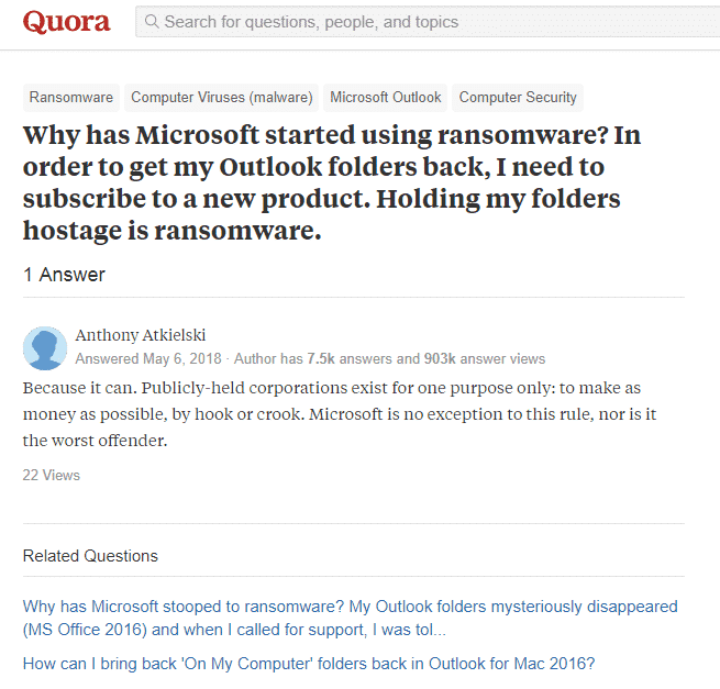 Por que a Microsoft parou para ransomware?