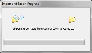 Il progresso di contatti importazione