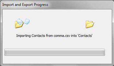 Fortschritt der Importieren von Kontakten
