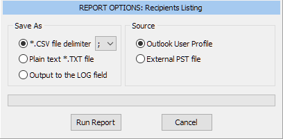Recipients listing report settings