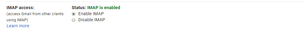 Gmail - enabling IMAP access for email clients