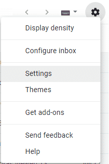 Gmail menu Settings