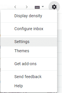 Gmail menu Instellingen