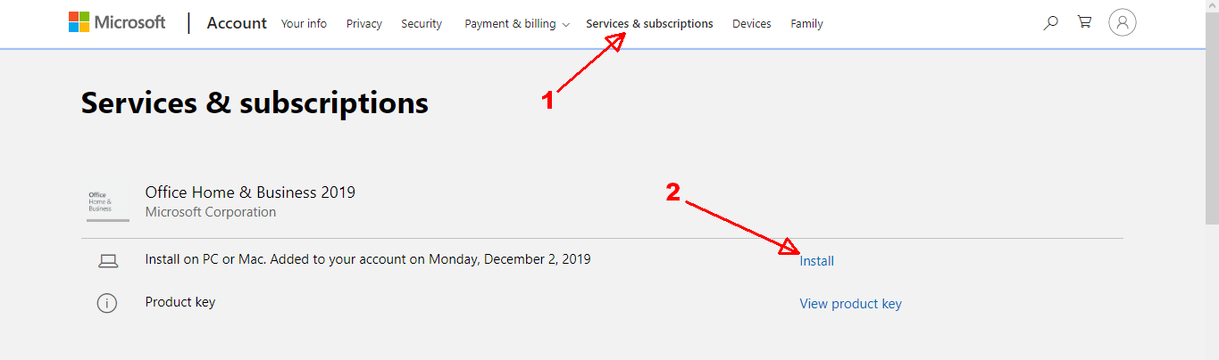 Microsoftv account - services & subscriptions