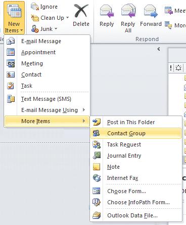Creating new Contact Group in MS Outlook 2010