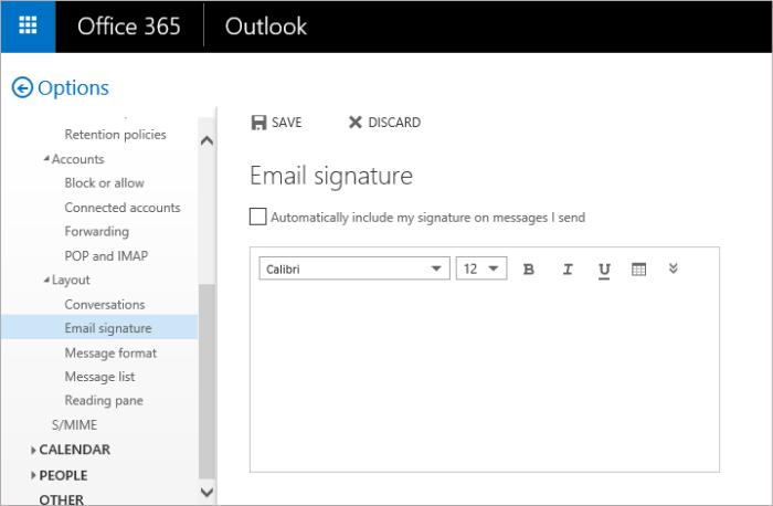 Outlook 365 E-mail подпись