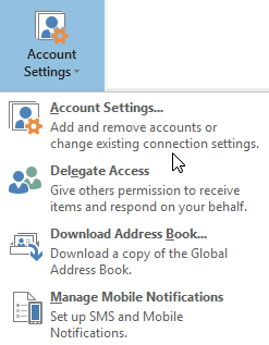 impostazioni account di Outlook