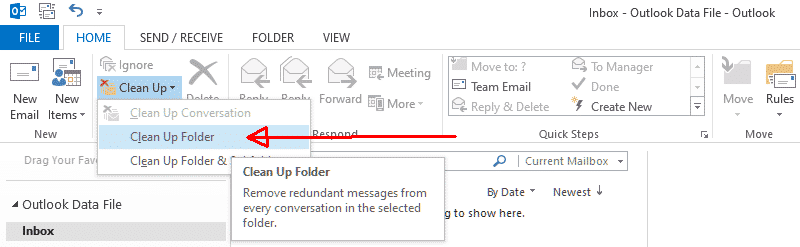 Outlook - Clean Up option