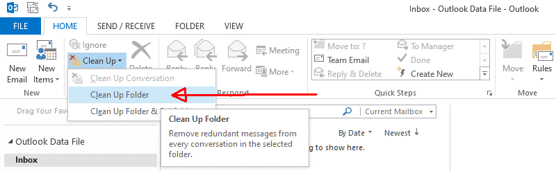 Outlook - Опция Clean Up