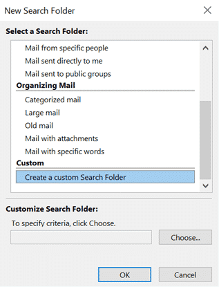 La creación de Outlook carpeta de búsqueda