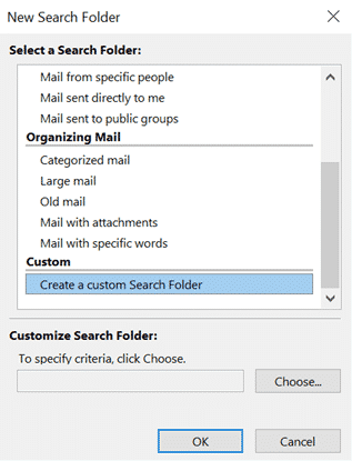 Създаване на Outlook Search Folder