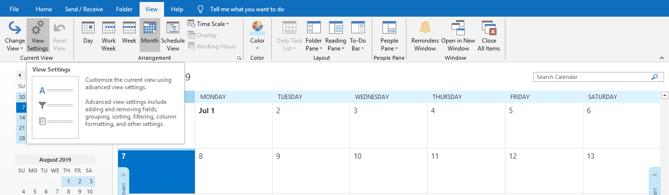 Customizing Outlook Calendar View