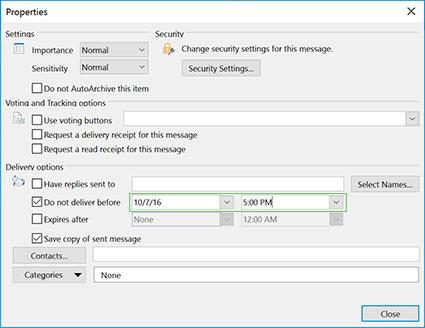 Outlook Забавяне Доставка - График Email Изпращане