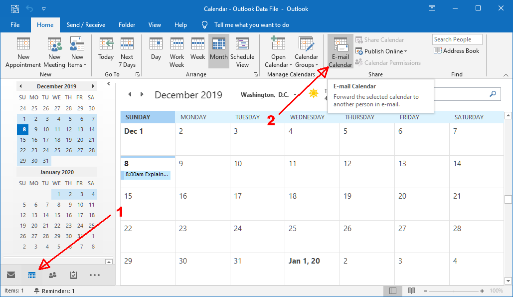 Электронная почта Outlook, календарь