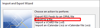 Exportieren in eine Datei Option