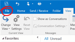 Outlook menu File