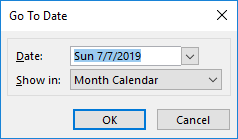 Outlook dialog Go To Date
