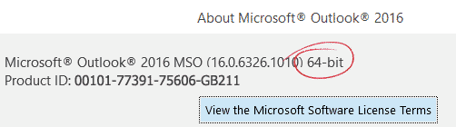 información de valor de bits de Outlook