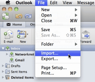 Importa file PST di Outlook per Mac OS