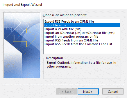 Outlook - export to a file