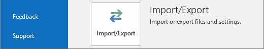 Outlook menu Import/Export