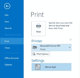 Print single Outlook email to PDF