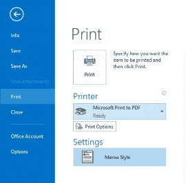 Imprimer E-mail Outlook unique au format PDF