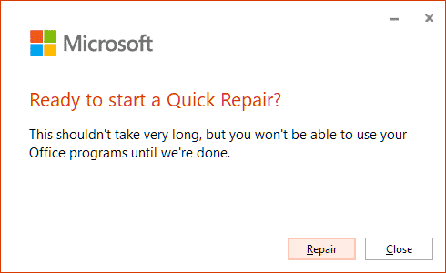 Outlook Quick Repair