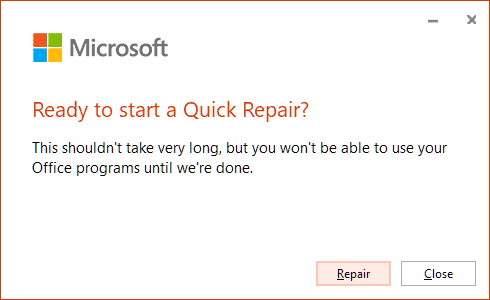 Reparación de Outlook rápida