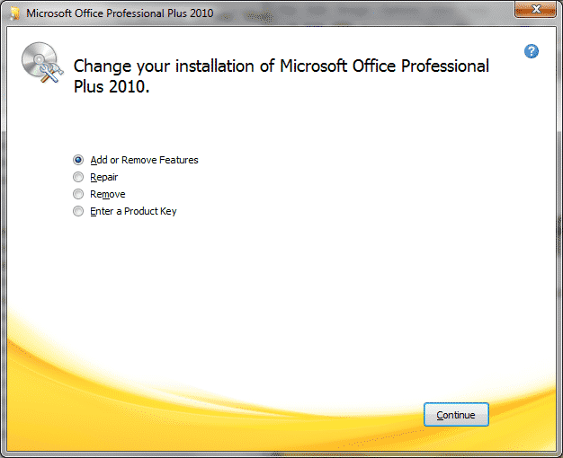 Rimozione di Outlook 2010