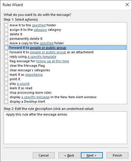 Outlook Rules - Forward to people or group