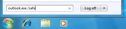 Run Outlook in safe mode at Win7