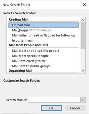 Outlook søkemappe