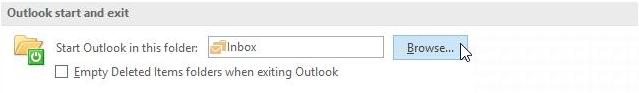 Outlook Options Advanced Start and exit