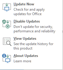 Outlook - update options