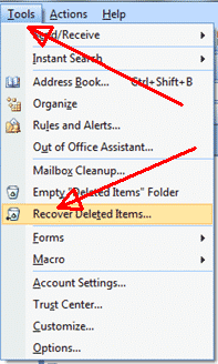 Recover verwijderde e-mails in Outlook 2007