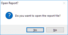 レポートファイルを開くことがプロンプト