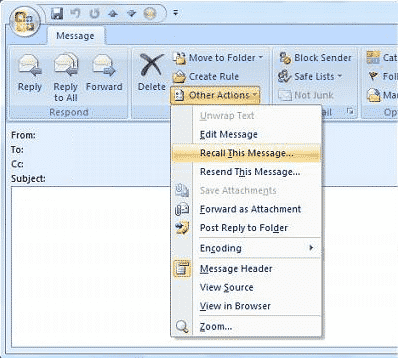 Outlook 2007 - recall message