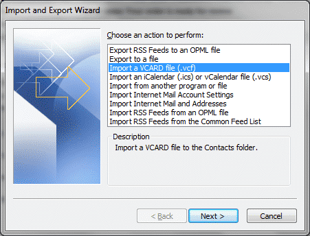 Outlook Import Export Wizard