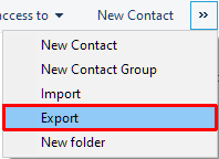 Windows menu Contacten Export