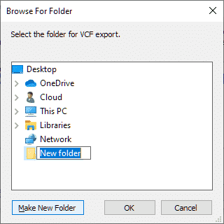 Confirm the contacts export