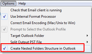 Create Outlook subfolders option