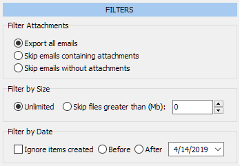 Filtro uscita di dati di Outlook