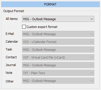 Personalização do formato de extração de PST