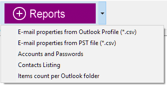 Reports button opens the list of available reports