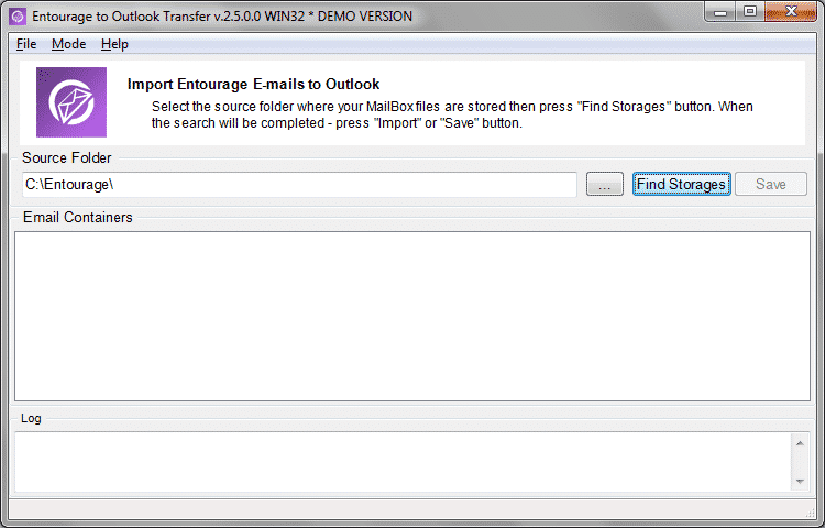 Scan Folder option allows to find Entourage emails