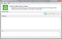 Main GUI of the Live Mail converter