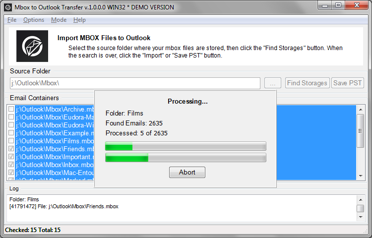 Mbox to Outlook Transfer screenshot